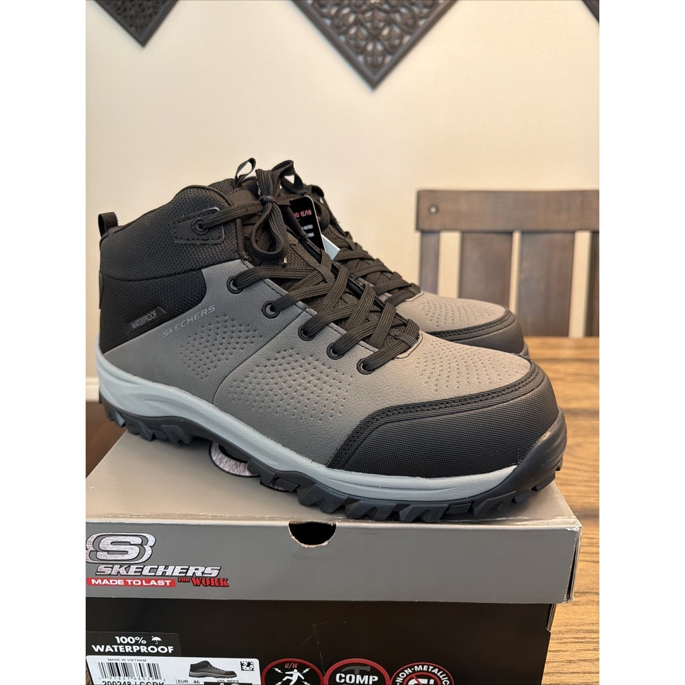 Skechers Men's Relment Erett Composite Toe Charcoal/Black Work Boots Size 12